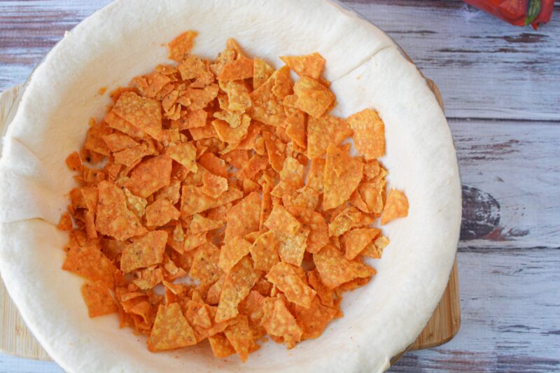 Crushed Doritos in Pie Plate