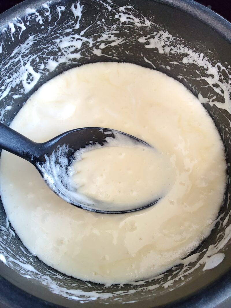 Melting marshmallow over the stovetop