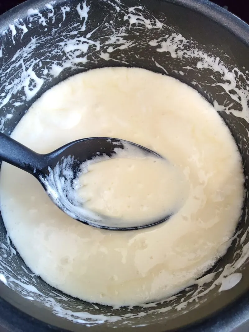 Melting marshmallow over the stovetop