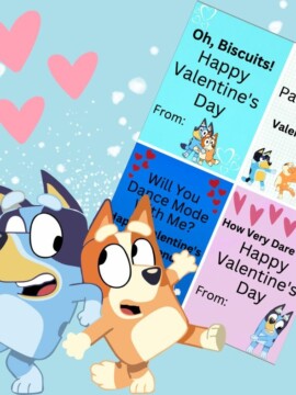 FREE printable Bluey Valentine cards for kids