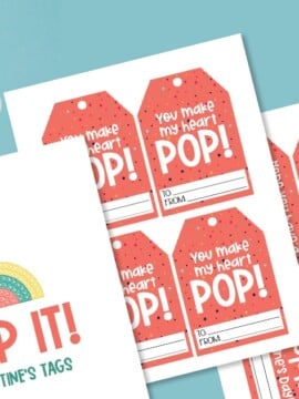 Printable Pop It Valentine's Day Cards for kids
