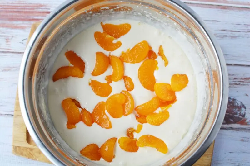 Adding Mandarin Oranges to cake batter