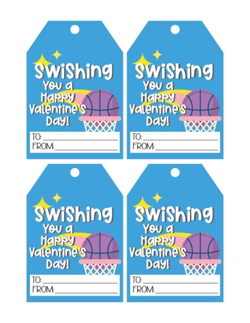 FREE Printable Basketball Valentine Cards PDF