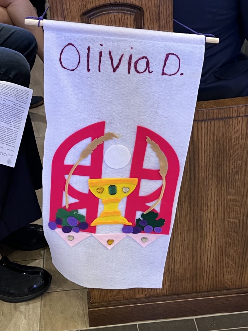 Girls banner for first communion.