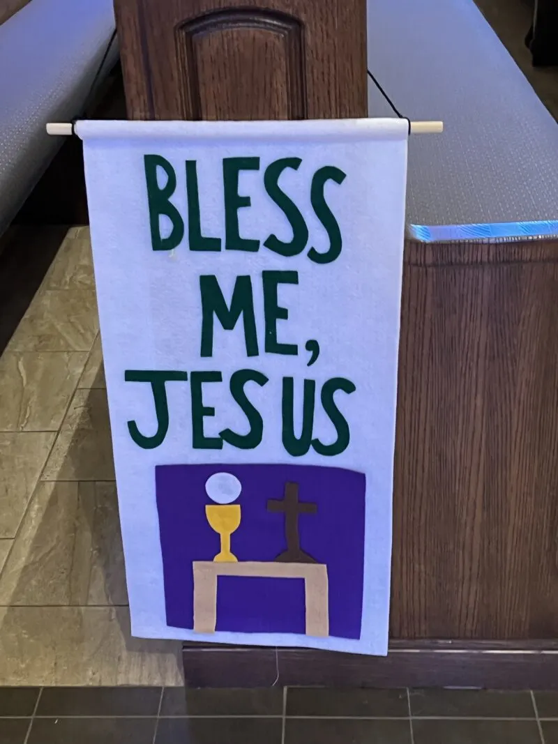 Quotes on communion banner.