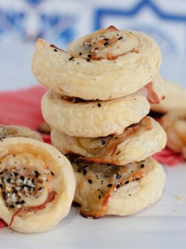 Ham & Cheese Puff Pastry recipe served hot or cold.