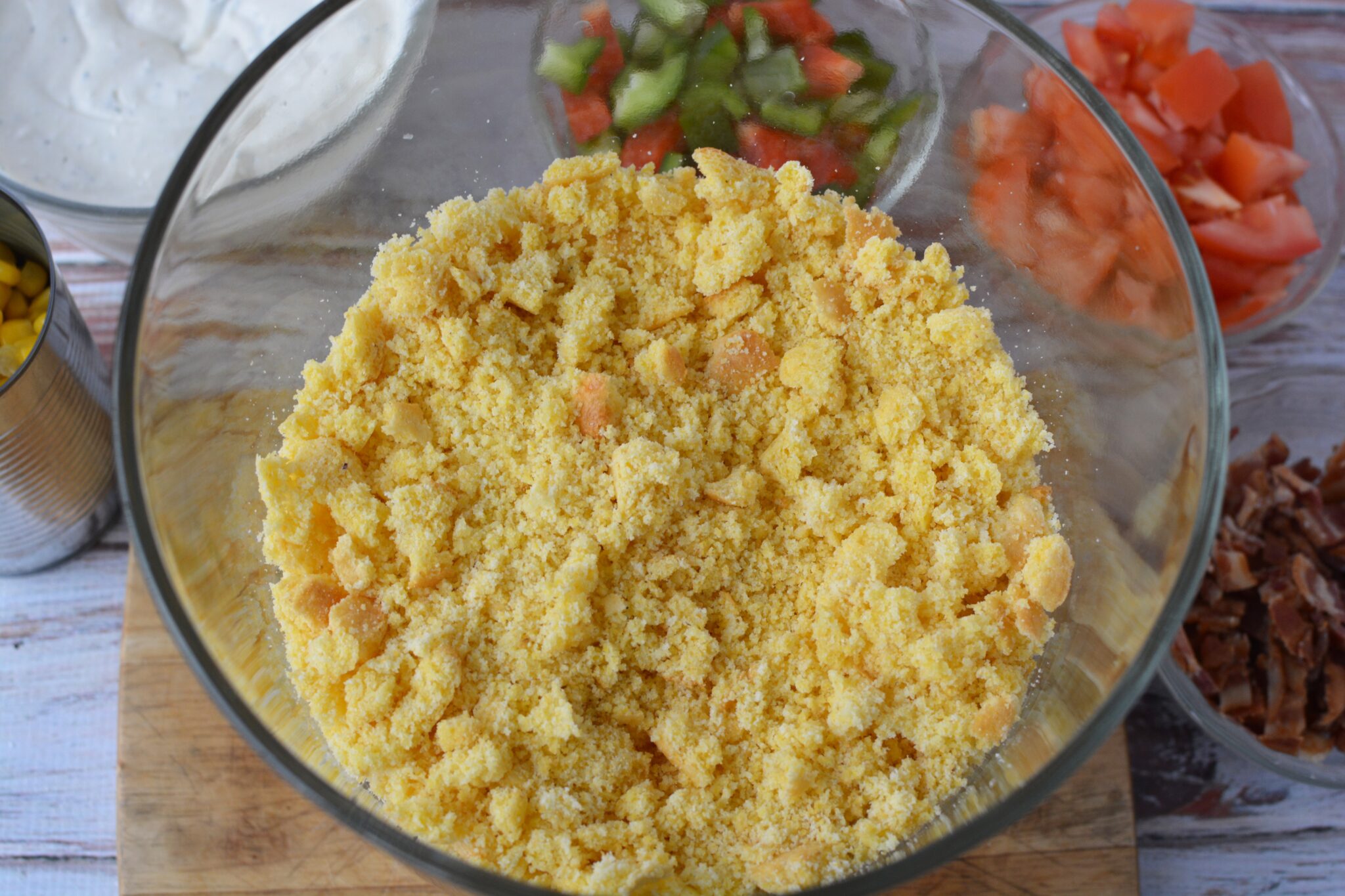 Layered Bacon Cornbread Salad