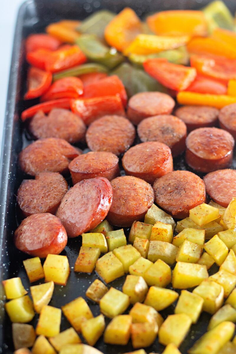 Sprinkle with sheet pan with your seasonings.