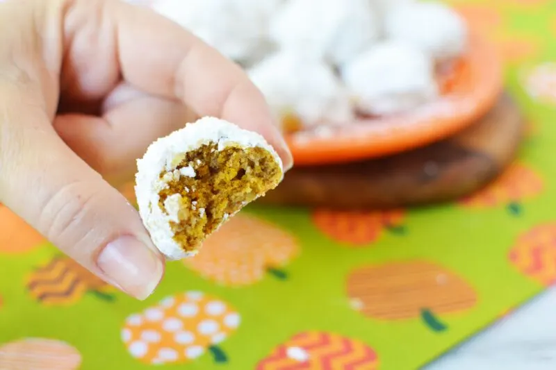 Pumpkin Snowball Cookies