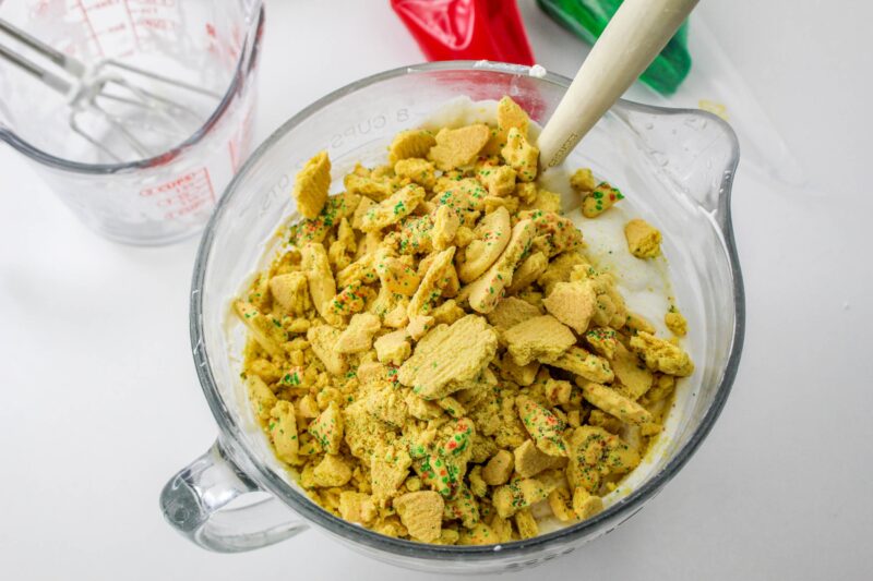 Folding cookies into the ice cream mixture