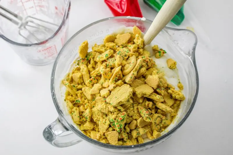 Folding cookies into the ice cream mixture