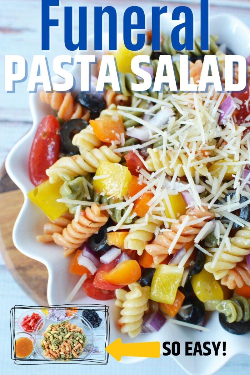 Funeral Pasta Salad is a crowd-pleaser that serves a crowd.
