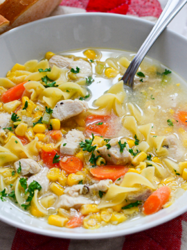 Chicken and Corn Egg Noodle Soup Recipe