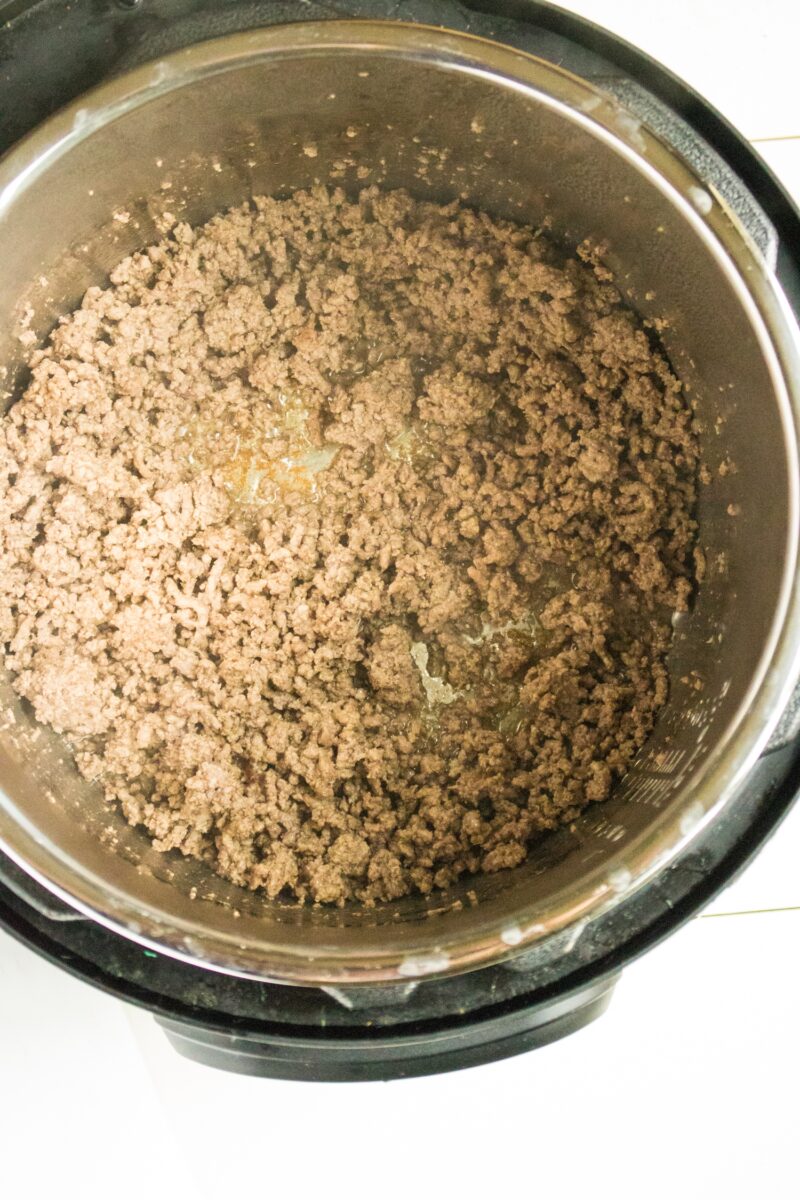 Browning the ground beef in the Instant Pot