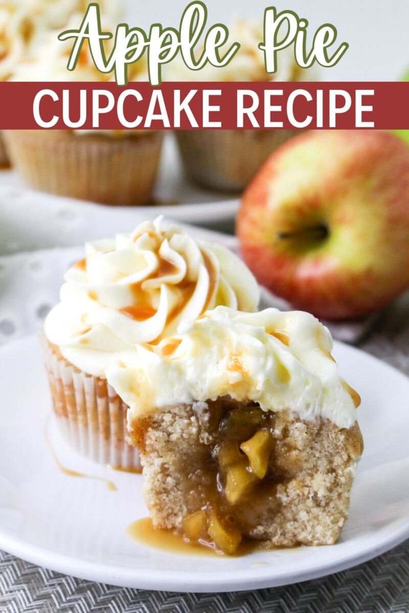 These Apple Pie cupcakes are the perfect fall fusion dessert! They've got an apple pie filling in spice cake!