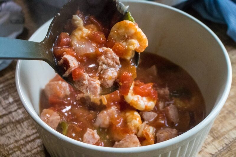 Thickening the gumbo with cornstarch