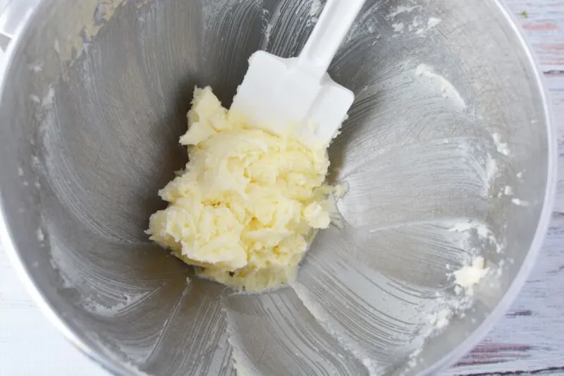 creamed butter and sugar in a bowl