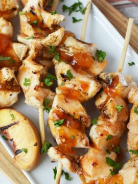Grilled BBQ Peach Chicken Skewers