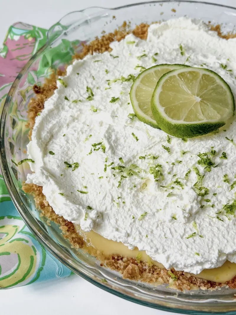Topped with whipped cream and zest
