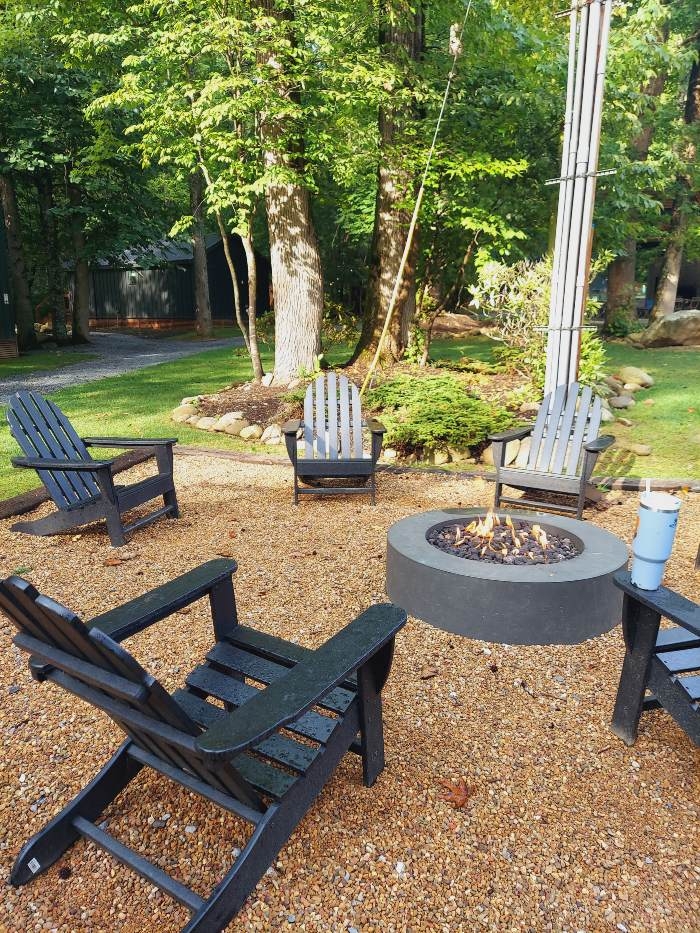 Fire pit outdoors with chairs