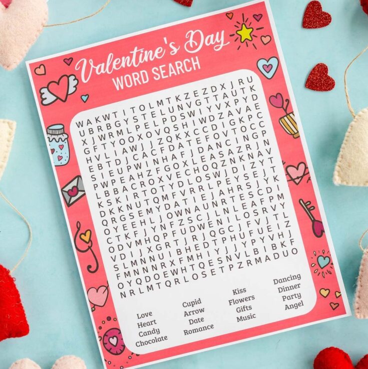 Image for Free Printable Valentine's Day Word Search