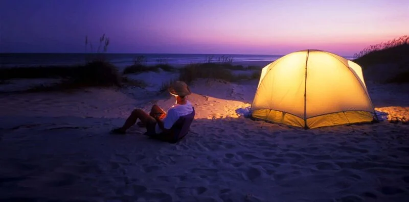 Bear Island camping at night.