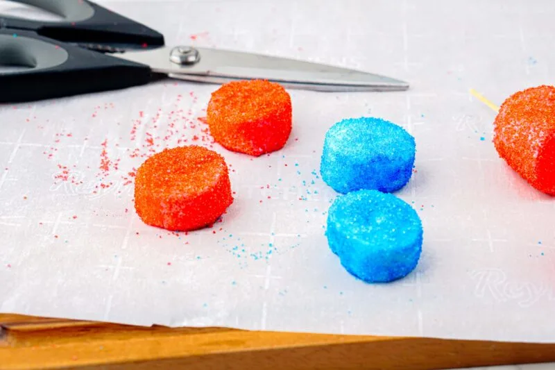 Cutting marshmallows in half