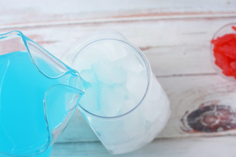 Pour the punch into the fish bowl