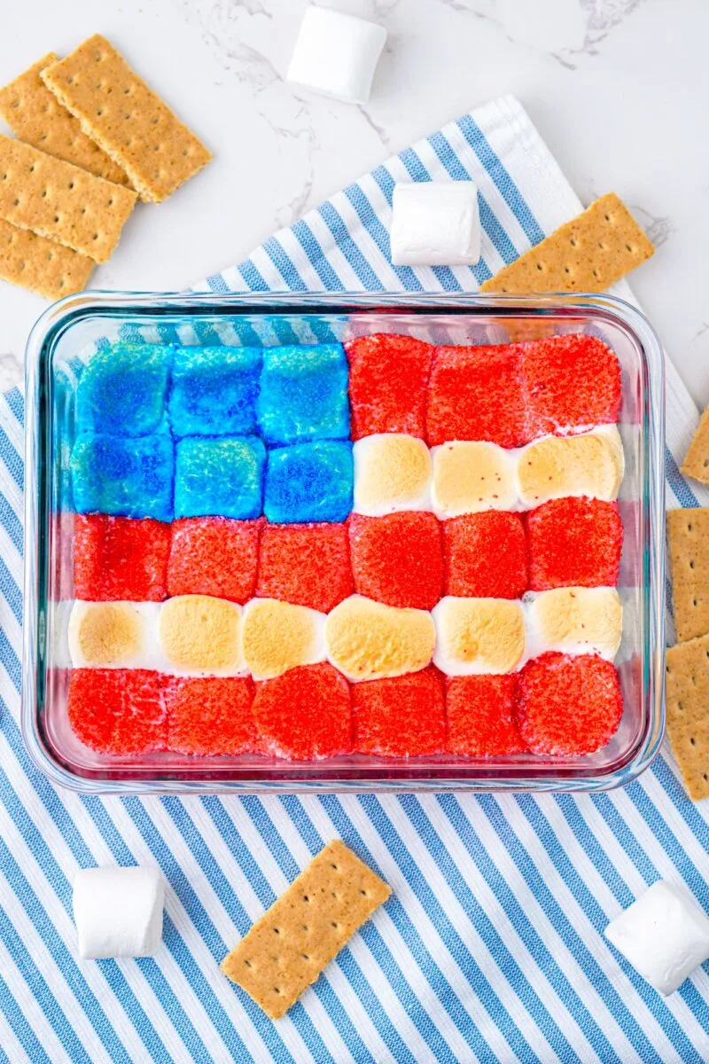 Patriotic S'mores Dip Recipe that's red, white and blue