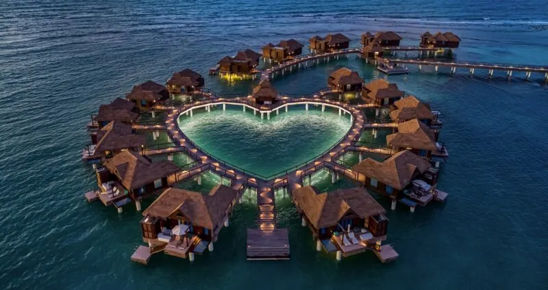Sandals Royal Caribbean has overwater bungalows perfect for honeymooners.