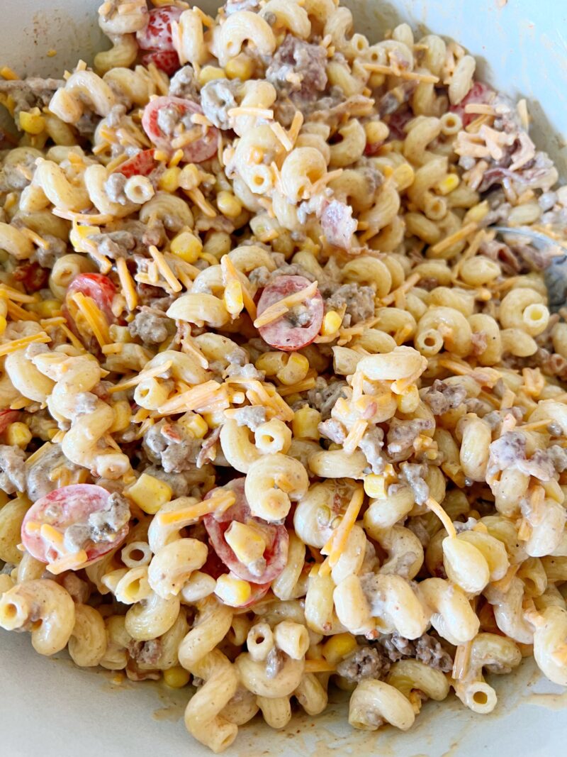 Cowboy Pasta Salad ready to enjoy