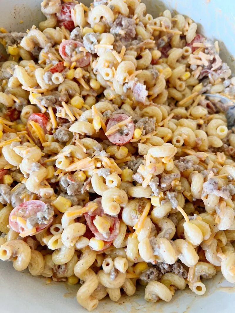 Cowboy Pasta Salad ready to enjoy