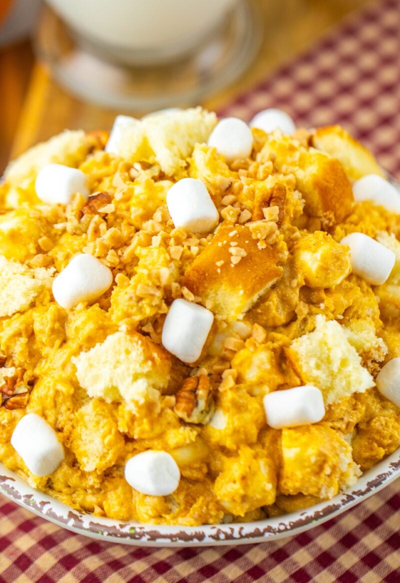 Mixing the Pumpkin Fluff together before refrigerating.