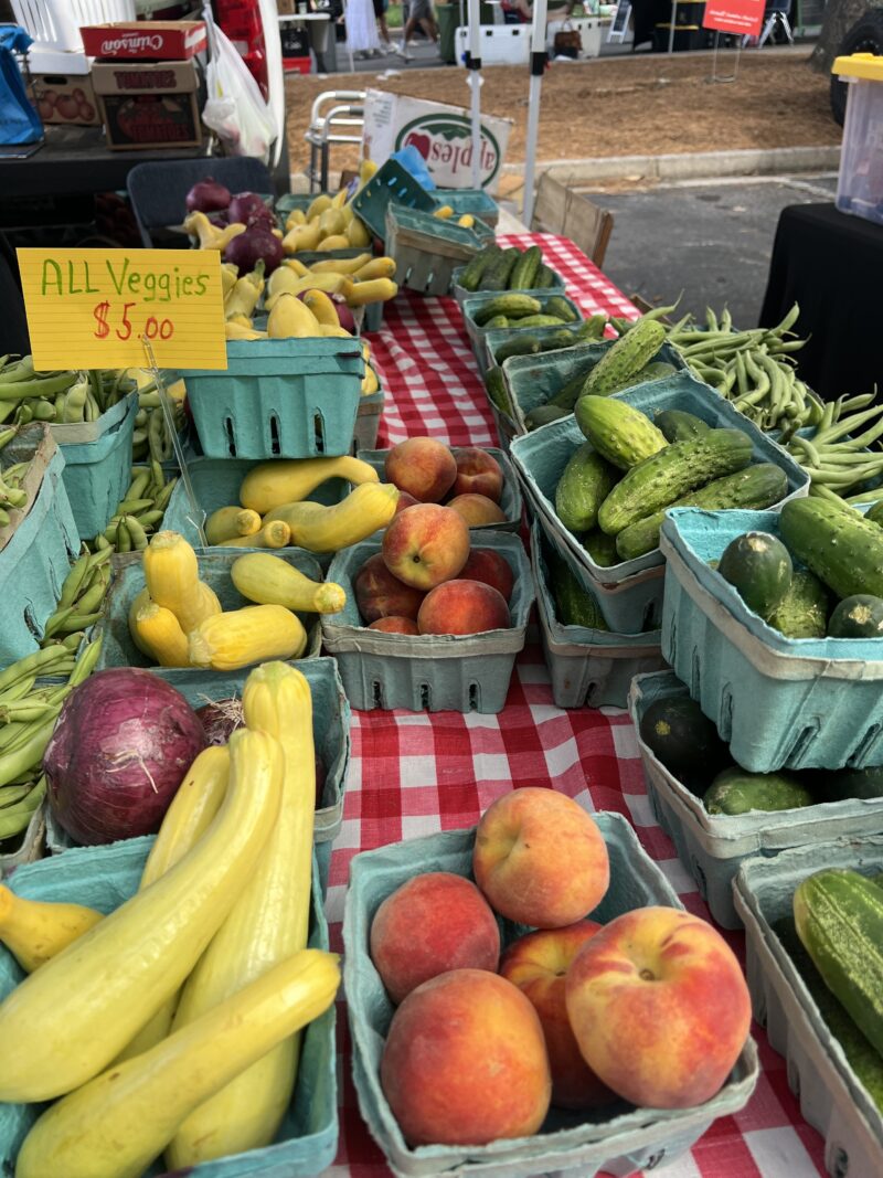 The Roswell Farmers Market produce stall.