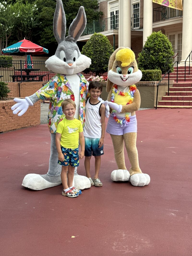 Bugs Bunny Boomtown has several Looney Tunes characters to take photos with.