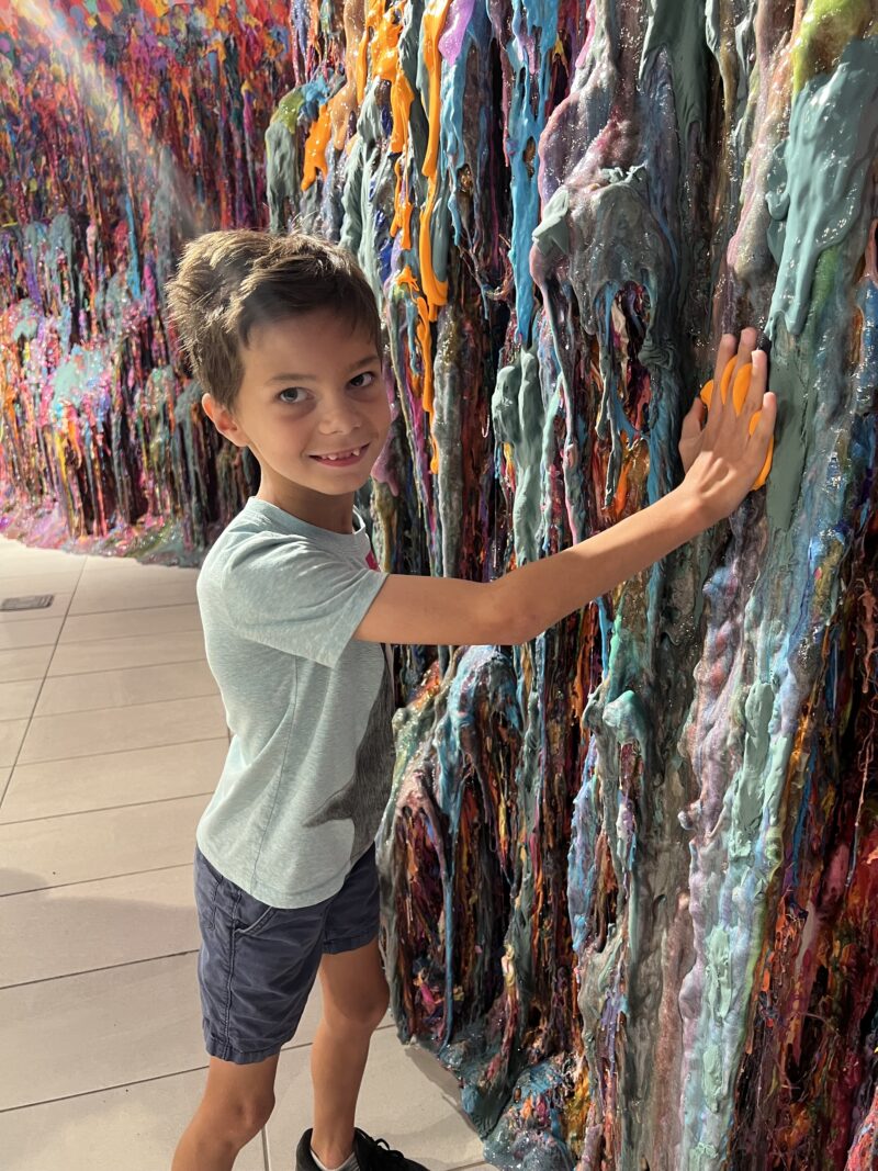 Sloomoo has a slime wall where guests add a ball of slime to the wall with every visit.