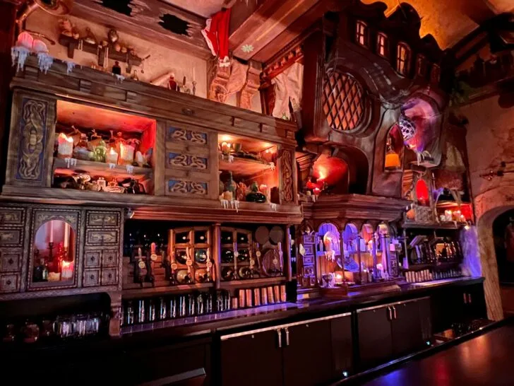 The Beak and Barrel wood bar.