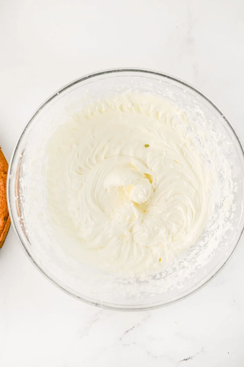 Making the frosting in a bowl