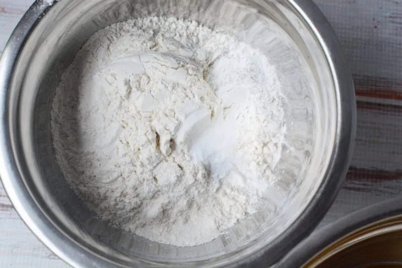 Mixing the dry ingredients together in a mixing bowl