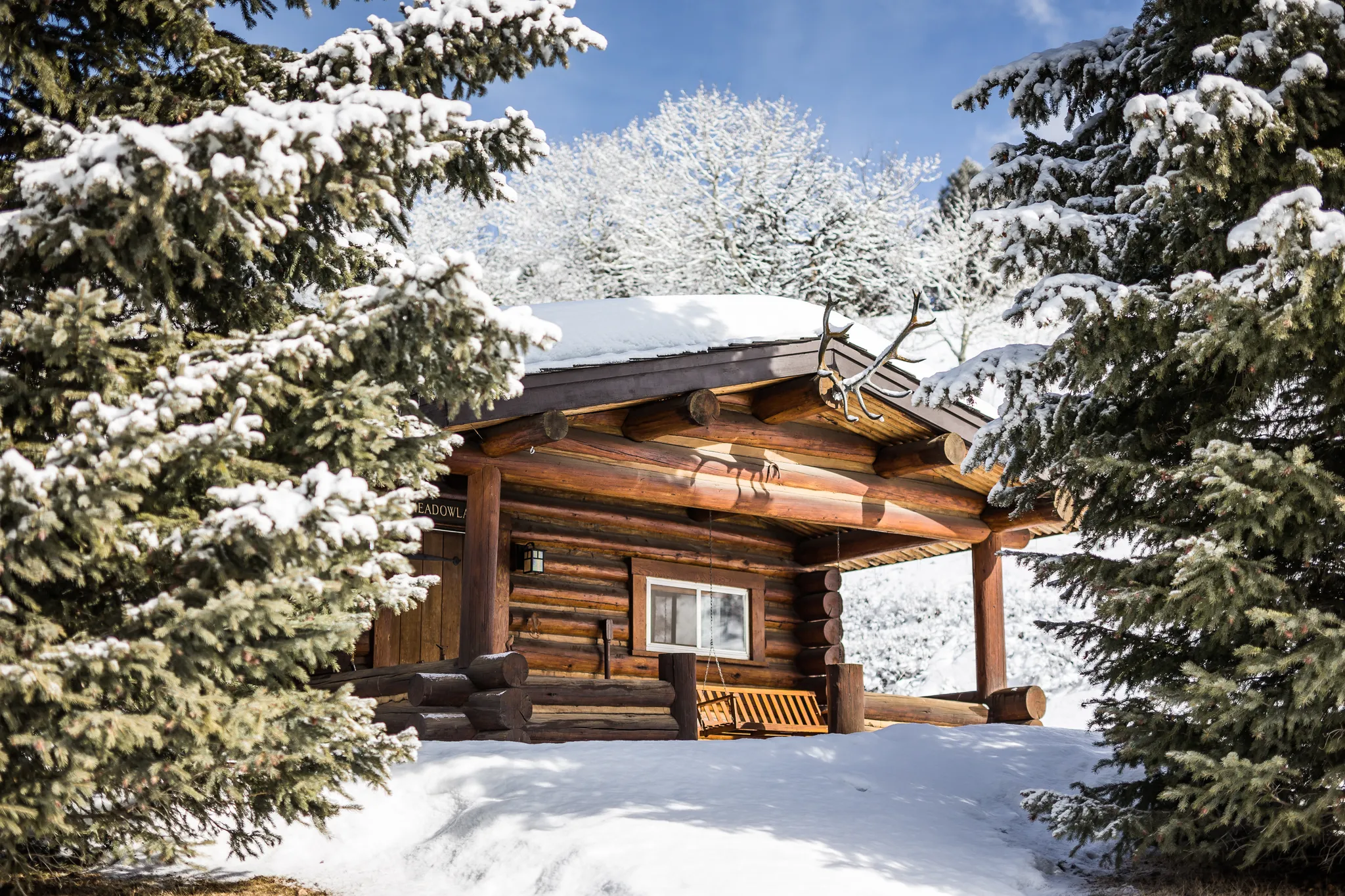 Lone Mountain Ranch Cabin in the snow