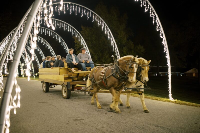 Take a horse-drawn carriage ride for small town holiday charm