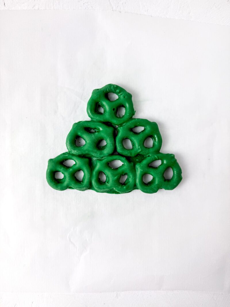 Arranging the pretzels into a tree shape triangle