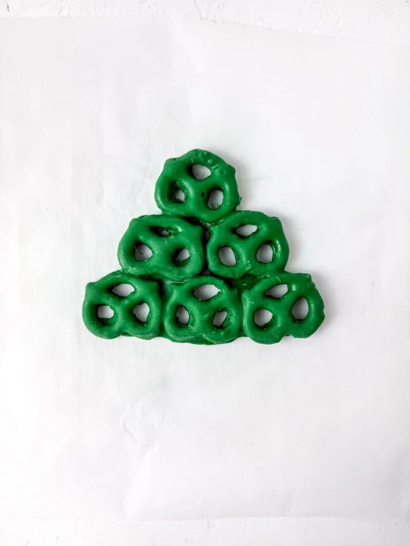 Arranging the pretzels into a tree shape triangle