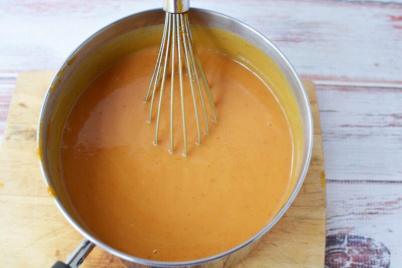 Making the pumpkin mixture in a saucepan