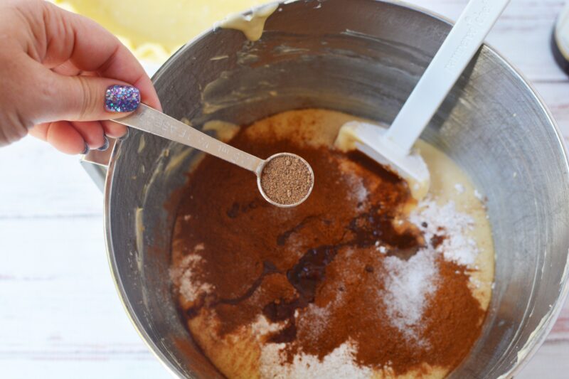 Beating in the cinnamon and nutmeg