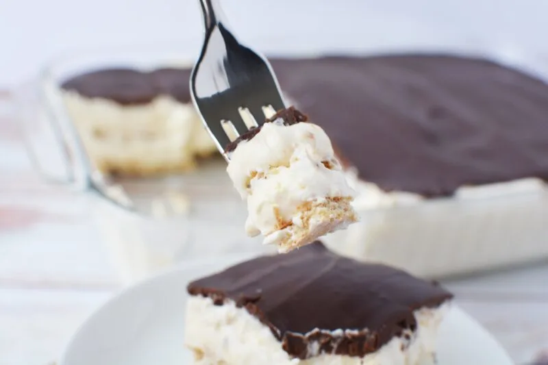 Overnight Chocolate Eclair Cake for potlucks