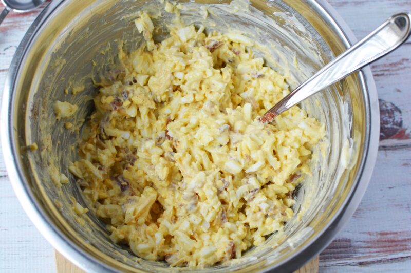 Mix the Deviled Egg Dip together in a mixing bowl