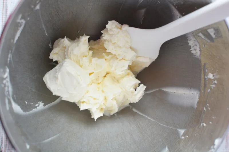 Mixing the cream cheese and the butter together