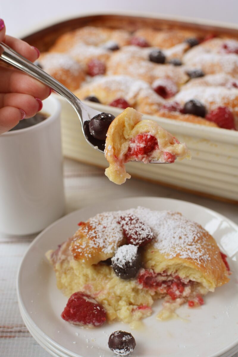 Serving the Croissant Brunch Casserole