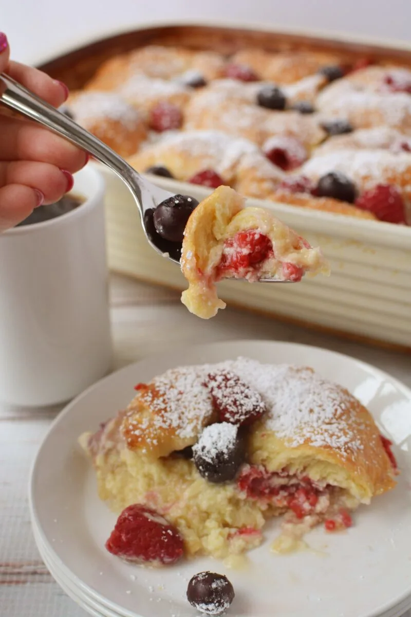 Serving the Croissant Brunch Casserole